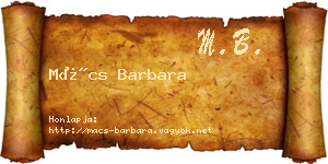 Mács Barbara névjegykártya