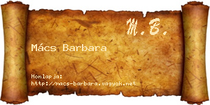 Mács Barbara névjegykártya